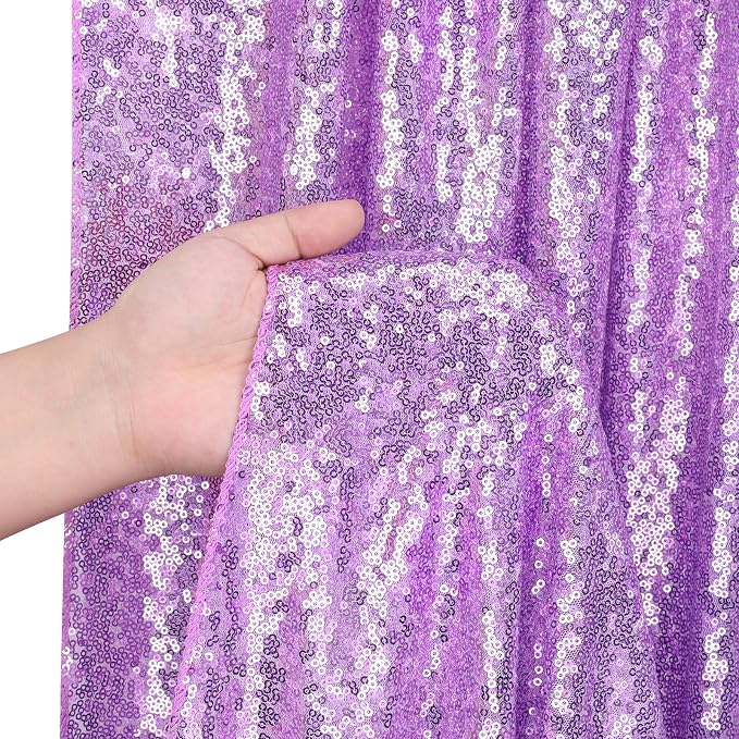 Lavender Sequin Backdrop Curtains 2 Pcs 3.3ftx8ft Sparkle Backdrop Fabric | - Image 4