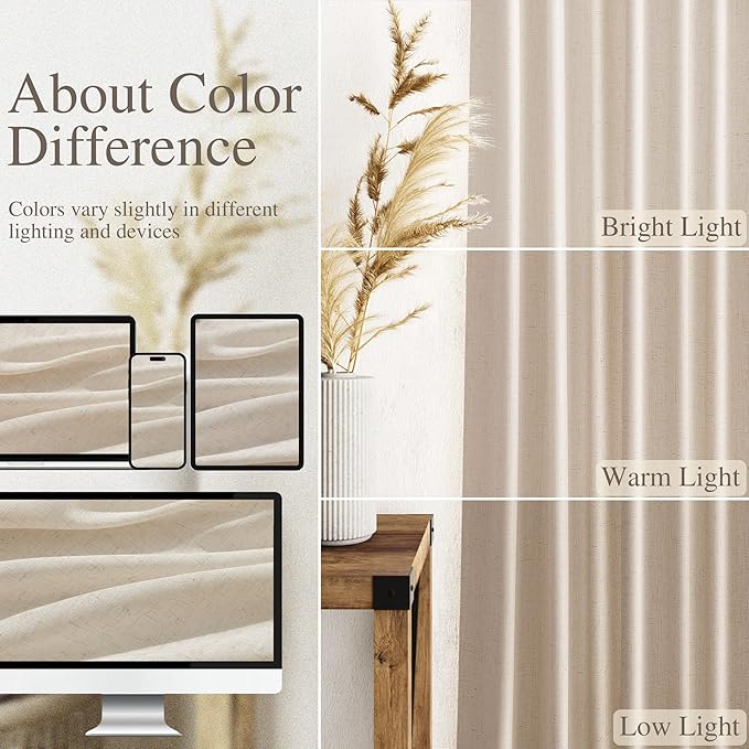 Nanspring Modern Farmhouse Decor Curtains 96 Inches Long - Image 3