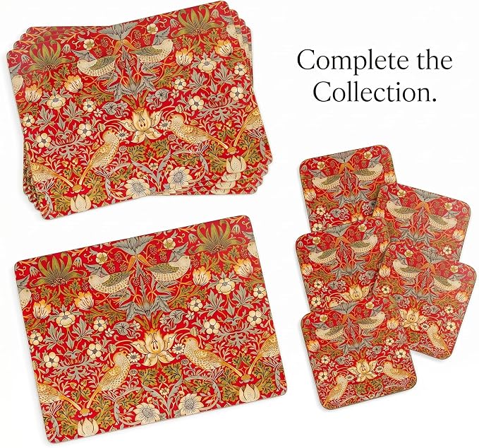 Pimpernel Morris & Co Strawberry Thief Red Placemats - Image 7
