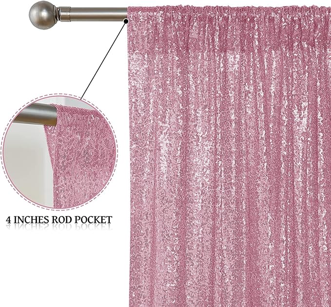 Sugargirl Pink Sequin Backdrop Curtain 4FTx8FT Glitter Pink Background Drapes - Image 4