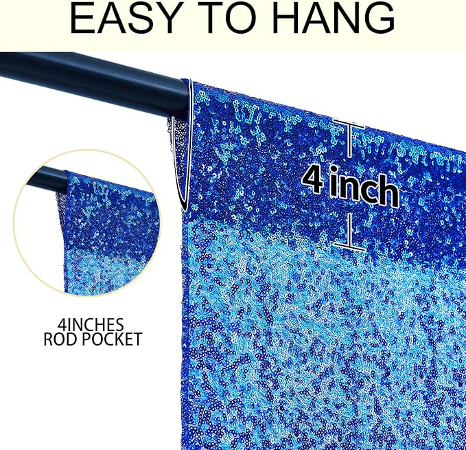 4×8FT-2PCS Royal Blue Sequin Backdrop Curtains Panels, Photography Backdrop - Image 5