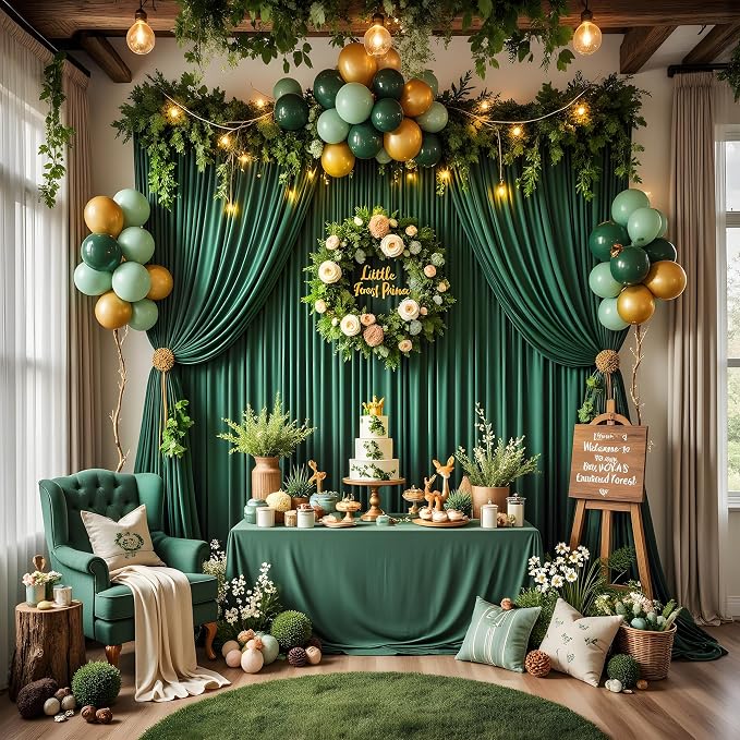 20ft x 12ft Wrinkle Free Hunter Green Backdrop Curtains - Image 6