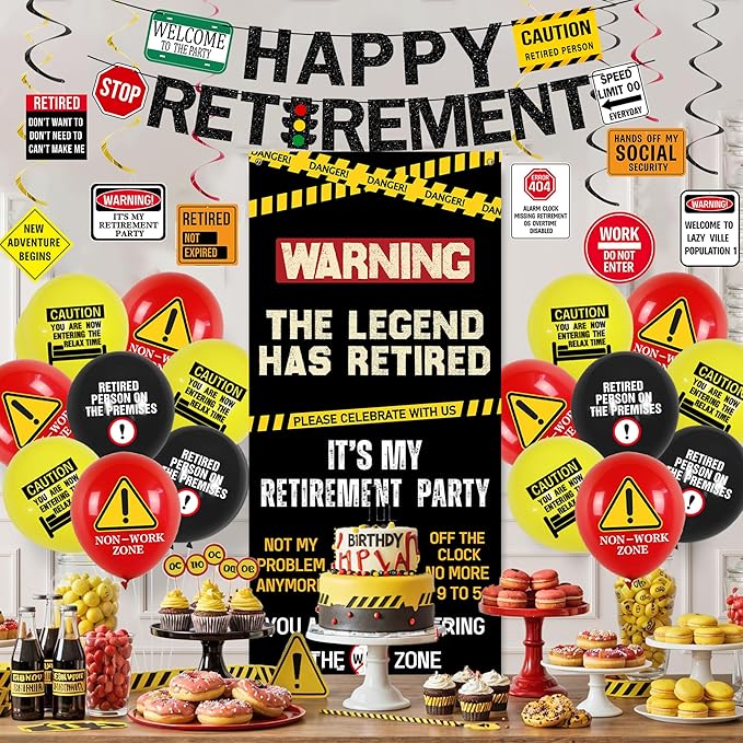 Roetyce Retirement Decorations, Caution Legend Has Retired Door Banner | Office - Image 6