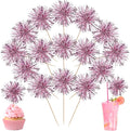 40 PCS Foil Firework Cupcake Toppers Sparkle Tinsel Cupcakae Picks Sparkler by ZHUOWEISM