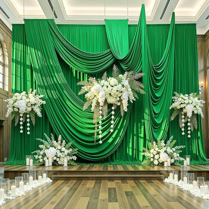 50x12 ft Green Backdrop Curtains - Image 4