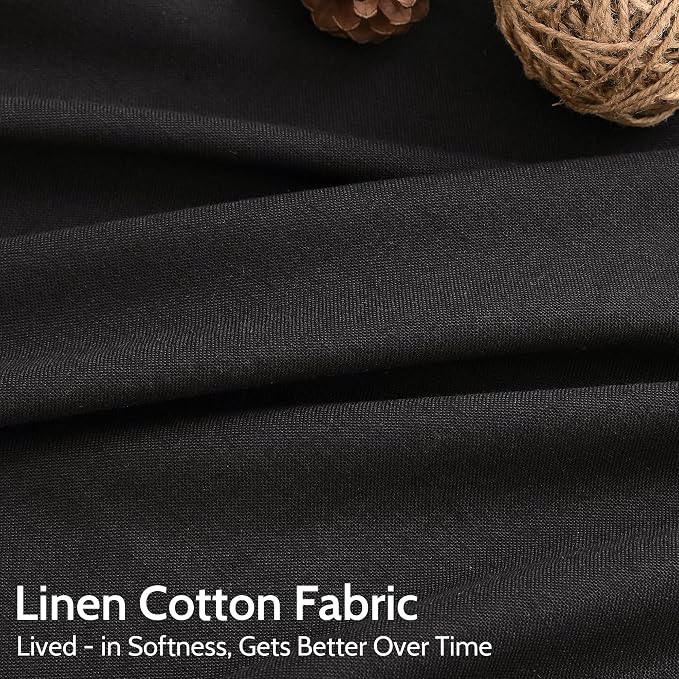 Vintage Black Linen Curtains 108 Inches Long - Image 4
