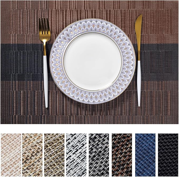 LEXMORE Placemats Set of 4 Vinyl/Plastic Woven Place Mats by lexmore