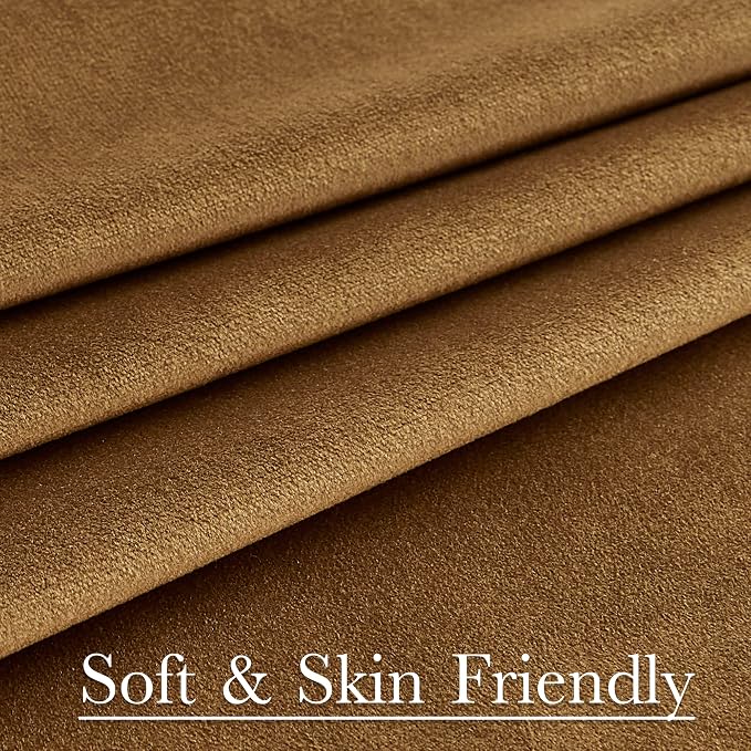 Back Tab Room Divider Curtains Luxury Gold Brown Velvet Blackout Thermal - Image 7