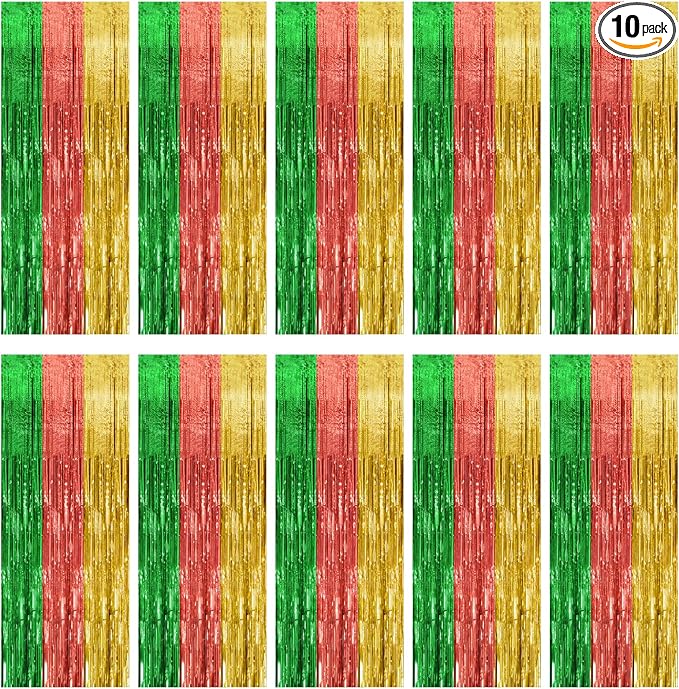 10 Pack Hawaii Party Backdrop Decorations Vibrant Summer Streamers Foil Fringe by KEJ