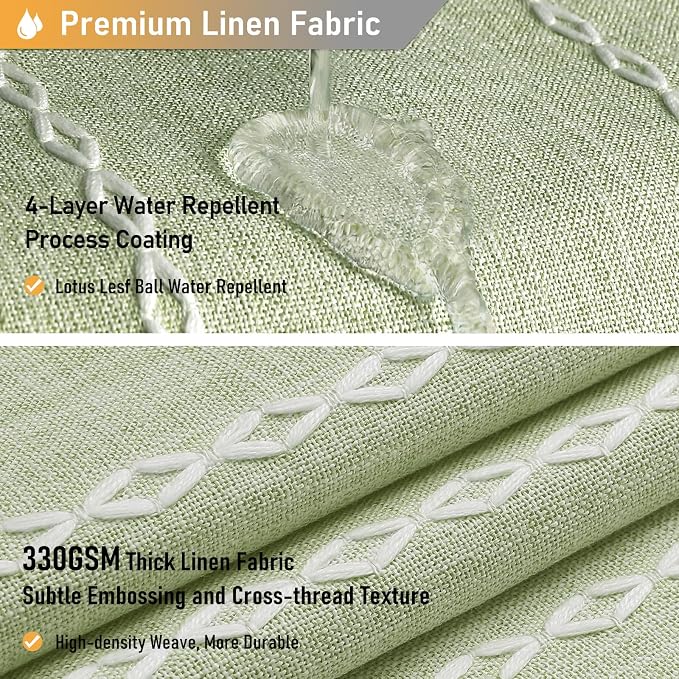 72x84 Long Boho Farmhouse Linen Heavy Duty Shower Curtain, Sage Green | Tall - Image 4