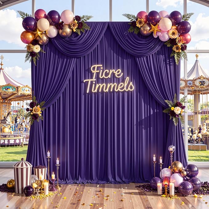 10 ft x 10 ft Wrinkle Free Purple Backdrop Curtain - Image 5