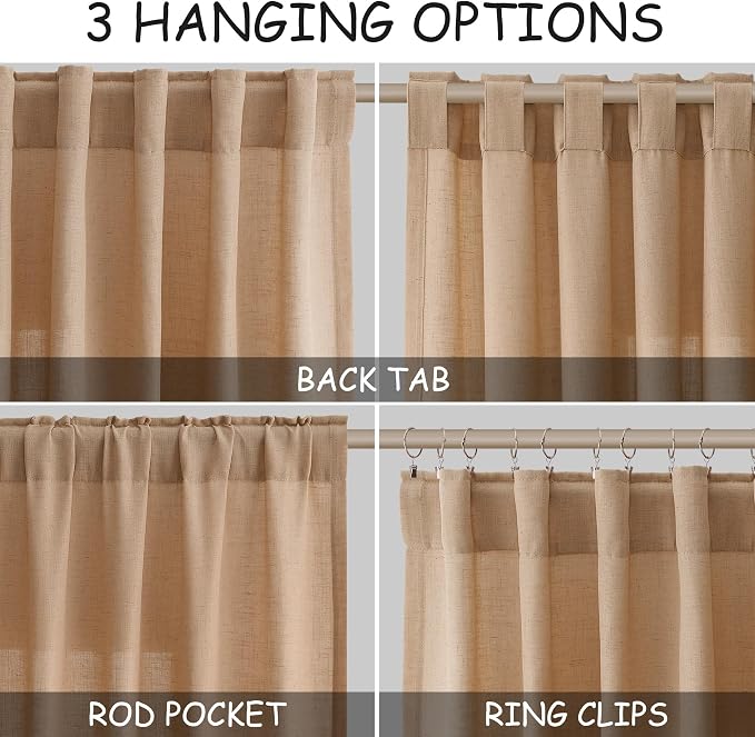 Camel Linen Curtains 96 Inches Long - Image 2