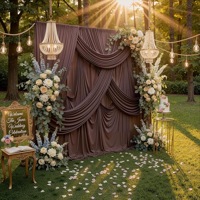 30ft x 10ft Wrinkle Free Brown Backdrop Curtain - Image 7