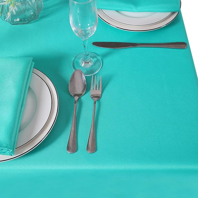 Cupuamon Square Tablecloth 70x70 inch Washable Polyester Fabric Table Cloth for Wedding Party Dining Banquet Decoration（70x70,Turquoise）