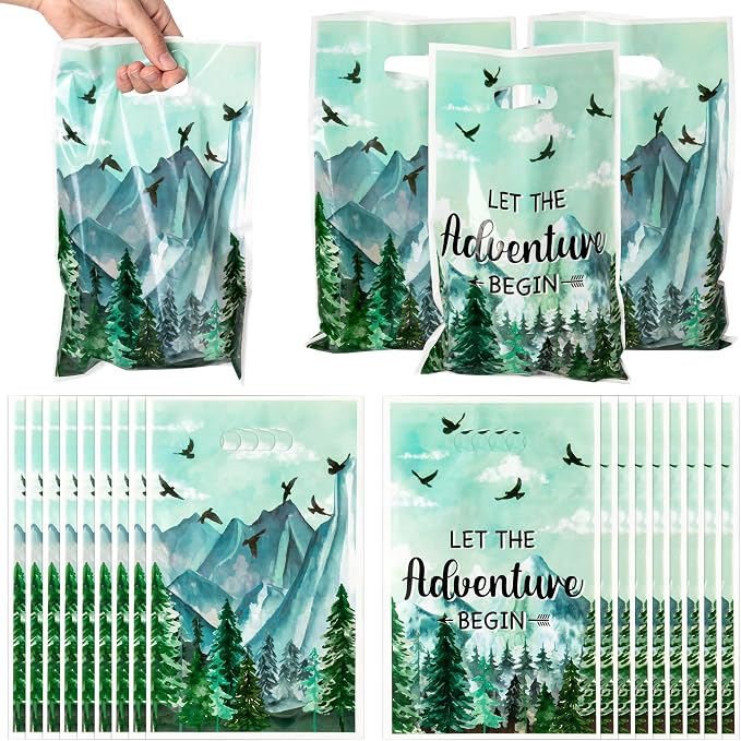 ANGOLIO 50Pcs Let the Adventure Begin Party Favor Bags, Adventure Tour Plastic by ANGOLIO