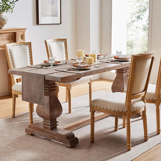 Linen Checked Farmhouse Table Runner, 13x48 Inches Cocoa Brown | Raised Grid - Image 3