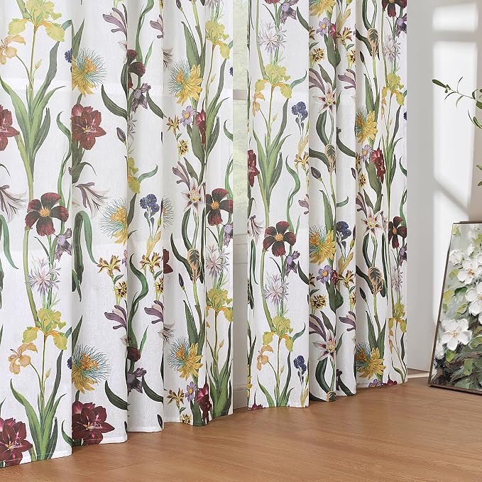 Schweek White Floral Curtains 84 Inch Long 2 Panels - Image 7