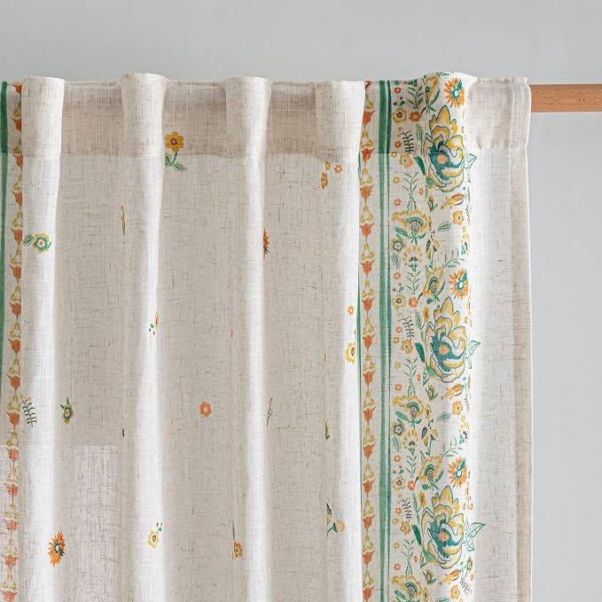 MYSKY HOME Boho Floral Curtains 72 inch - Image 6