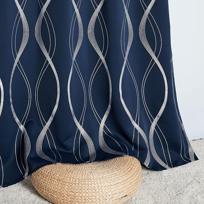NICETOWN Navy Blue Blackout Curtain Panels 84 inches Long, Window Treatment - Image 5