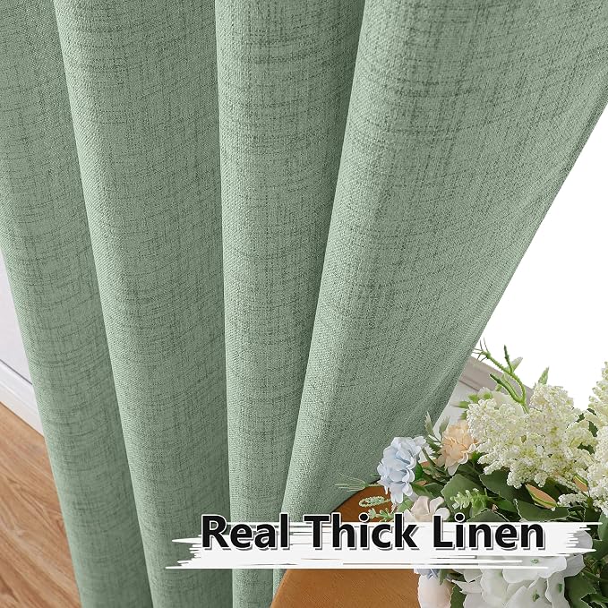 Tollpiz Linen Tier Curtain Rod Pocket Semi Sheer Half Kitchen Curtains Burlap - Image 3