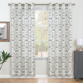 80 inches Long Linen Curtains for Living Room, Printed Linen Curtains Grommet by LAMIT