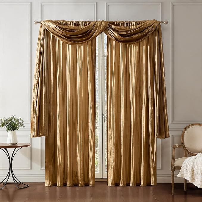 Athena Faux Silk Window Curtain and Scarf Set - Image 8
