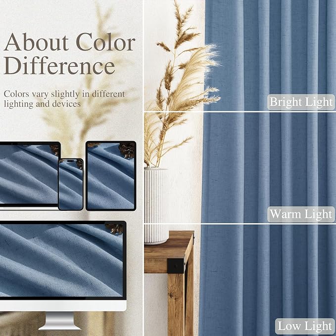 Stone Blue Linen Curtains 120 Inch Extra Long - Image 5