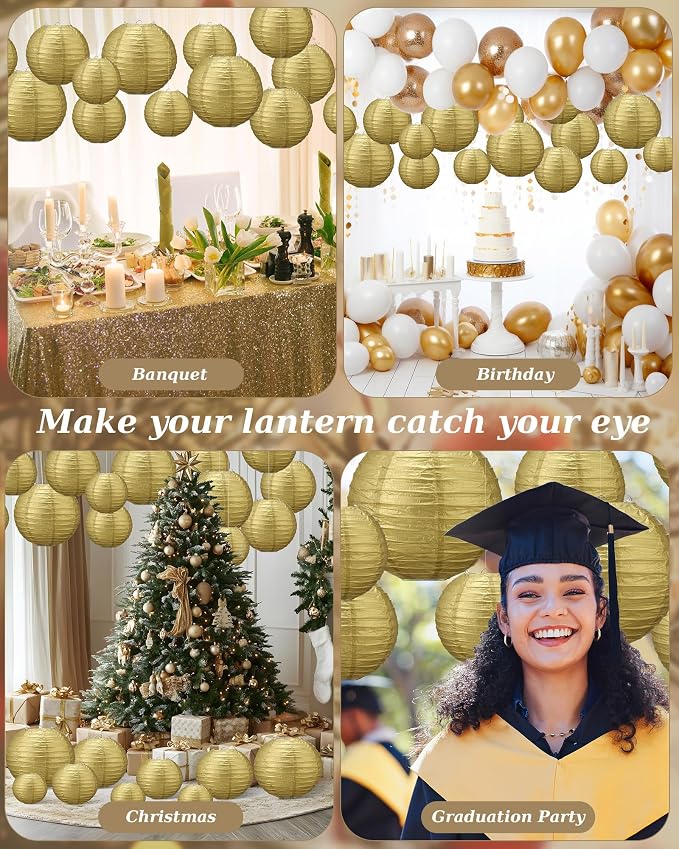 Treela 48 Pcs Paper Lanterns Party Decorations Chinese Lanterns Round Paper - Image 6