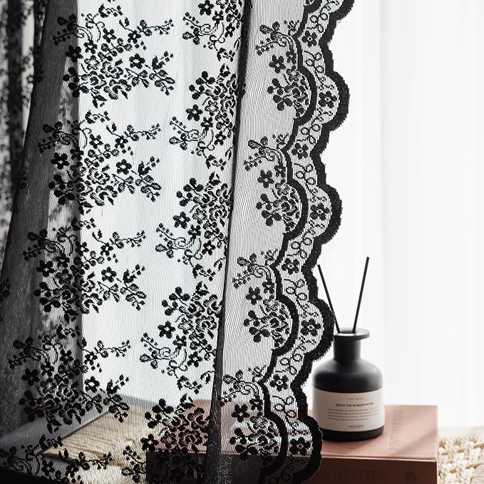 Anmao Vintage Lace Curtains 108 Inches Long 2 Panels Set, Romantic Elegant - Image 5