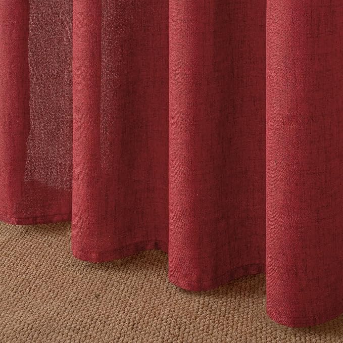 YoungsTex Burgundy Red Linen Curtains 63 Inch Length - Image 7