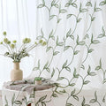 Sheer Curtains Boho Leaf Floral Embroidered Green 54Wx96L | Light Filtering by VISIONTEX