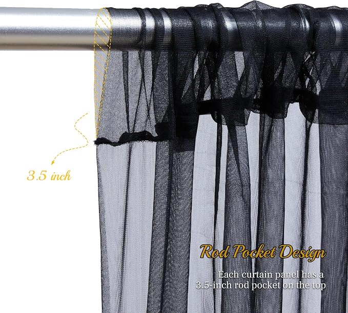 20x10ft Black Tulle Backdrop Curtain - Image 5