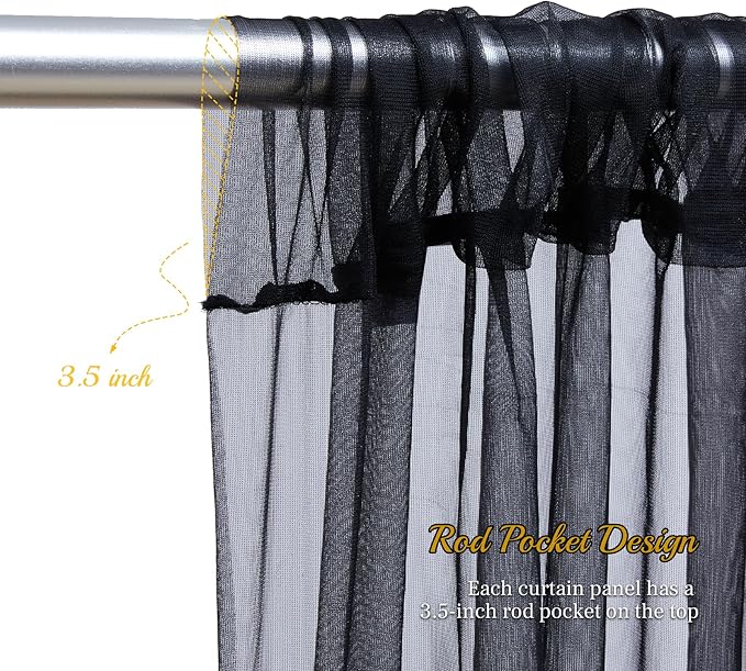 10x10ft Black Tulle Backdrop Curtain - Image 7