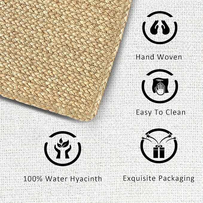 Woven Placemats Set of 4 Rattan Placemats Rectangle Natural Placemats Wicker - Image 2
