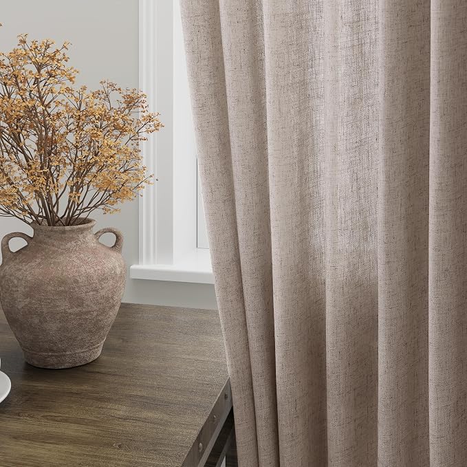 Brownish Grey Linen Curtains 90 Inch Length 2 Panels Set - Image 4