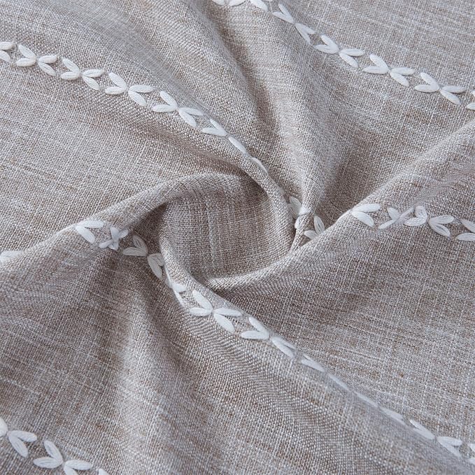 RoomTalks Tan Rustic Farmhouse Linen Kitchen Curtains 45 Inch Length Country - Image 6