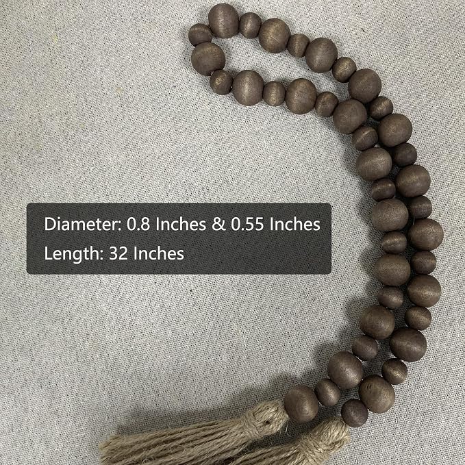Handcrafted Farmhouse Wooden Decorative Beads Garland, Table Tray Boho Wood - Image 6