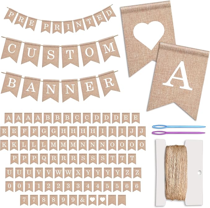 Pre-Printed Banner Kit – 97 BURLAP Flags by bellium