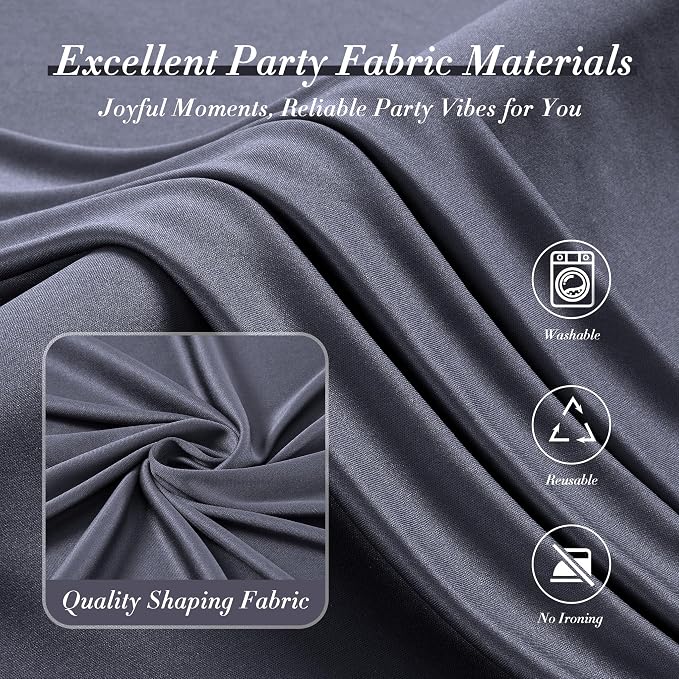 50 ft x 10 ft Wrinkle Free Charcoal Backdrop Curtain - Image 5