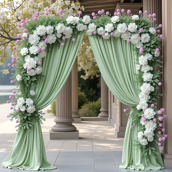 Sage Green Backdrop Curtain for Parties Backdrop Drapes 10x8FT | Wrinkle Free - Image 5