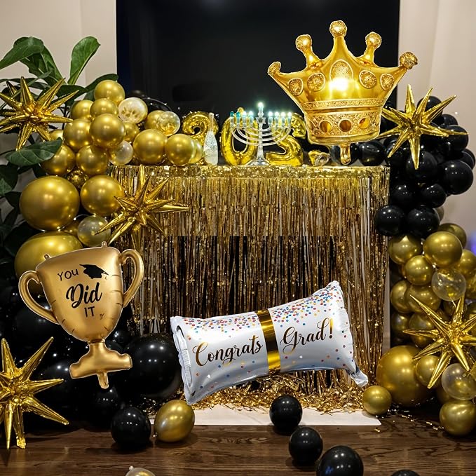 Graduation Decorations Class of 2025 Black and Gold Balloons Arch kit - Image 2