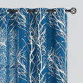 FMFUNCTEX Linen Silver Navy Blue Semi Sheer Print Curtains 96 Inch 2 Panels | by Fmfunctex