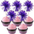 Gyufise 30Pcs Foil Firework Cupcake Toppers Sparkle Tinsel Cake Toppers Tinsel by Gyufise