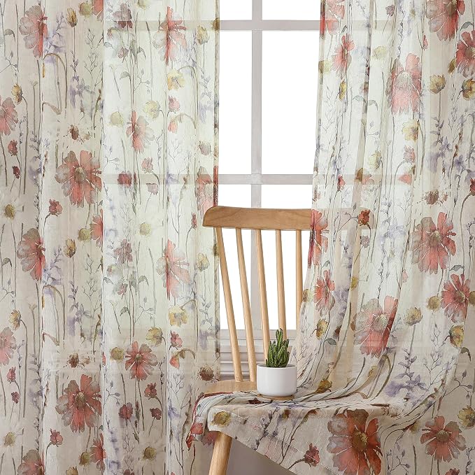 Crushed Kitchen Window Curtains 45 Inches Length 2 Panels, Elegant Farmhouse - Image 7
