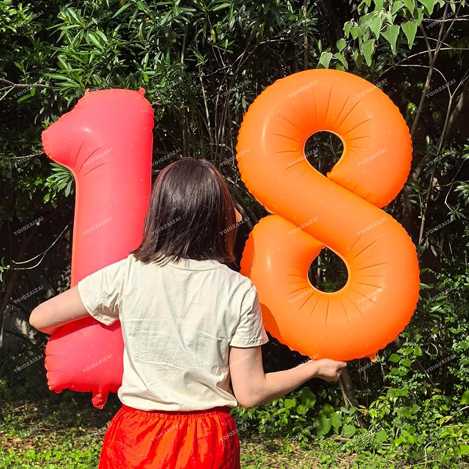 Orange Birthday Number 11 Balloon 40IN Fluorescent Orange 11 Balloon | - Image 5