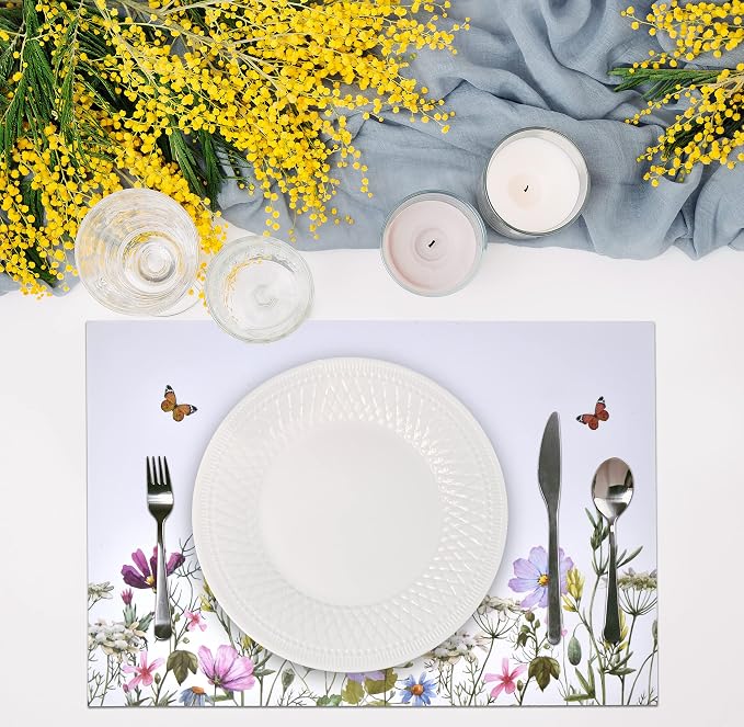 Floral Paper Placemats 50 Pack Wildflower Butterfly Table Mats Disposable - Image 4