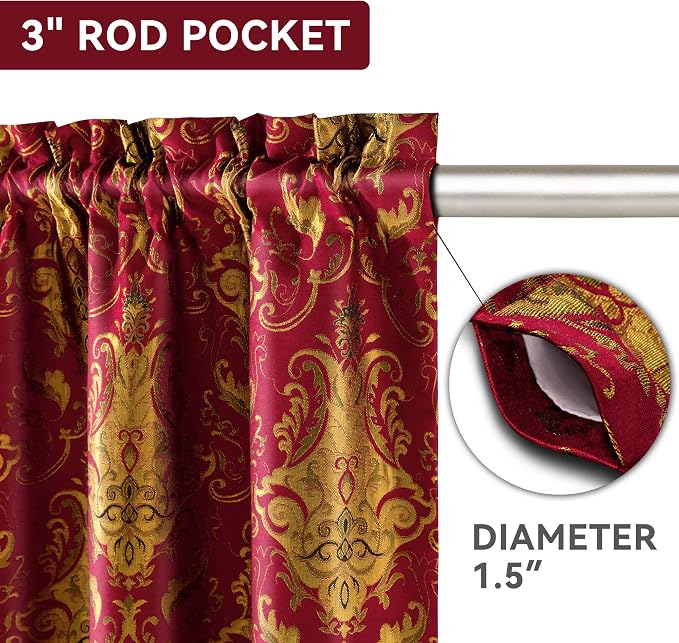 Loom and Mill Luxury Red Damask Curtains - Image 7