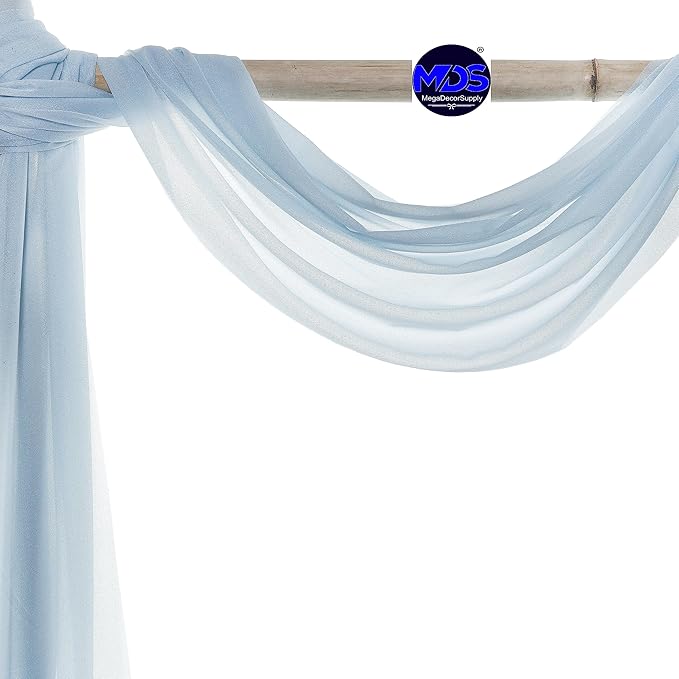 MDS Halloween Chiffon Draping Fabric - 1 Panel, 30" Wide x 50ft Long - Sheer Spooky Arbor & Canopy Drapery for Haunted House Backdrops, Party Ceilings, DIY Costumes & Themed Events - Baby Blue
