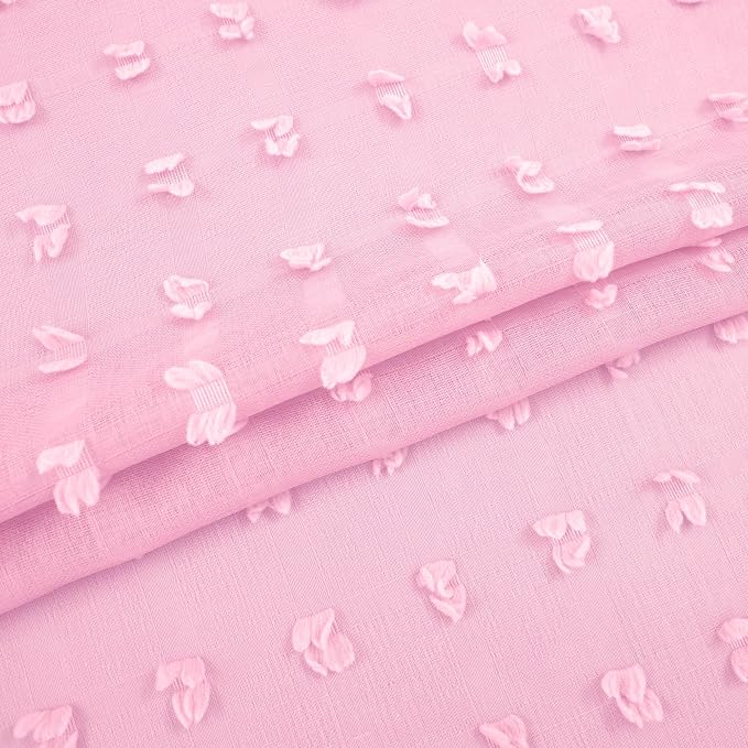 KOUFALL Baby Pink Curtains for Girls Room Baby Nursery Girl, Sheer Boho Pom Pom - Image 4