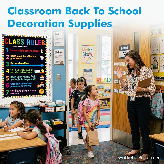 Vantasii Classroom Rule Poster, Colorful Bulletin Board Decoration Thick - Image 6